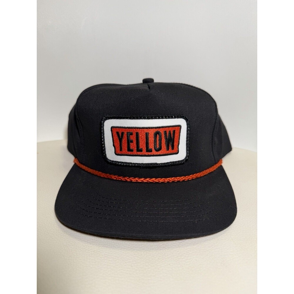 Vintage K-Products Trucker Snapback Hat Patch Yellow Trucking 80s 90s Retro Rope
